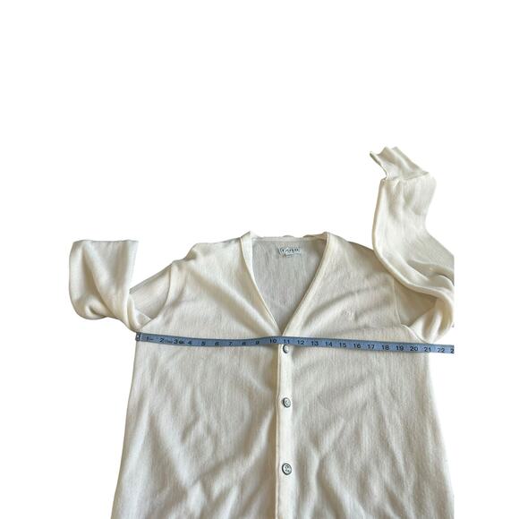 Izod Cardigan Men's Basic White Vintage Academia Preppy Button‎ Up Knit Medium - Picture 12 of 13